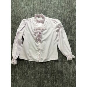 Rhapsody Lace Ruffle‎ Blouse L Pink Victorian Cottagecore Top Vintage Style